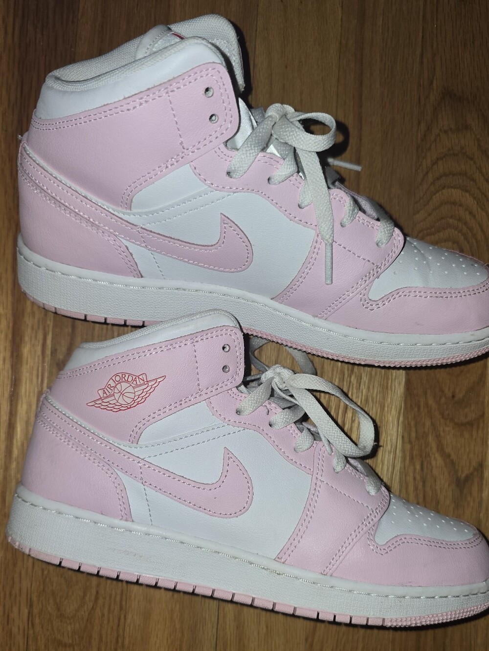 Air Jordan Nike Pink and White Mid-Top Sneakers size 7 Youth (8.5 Women's)